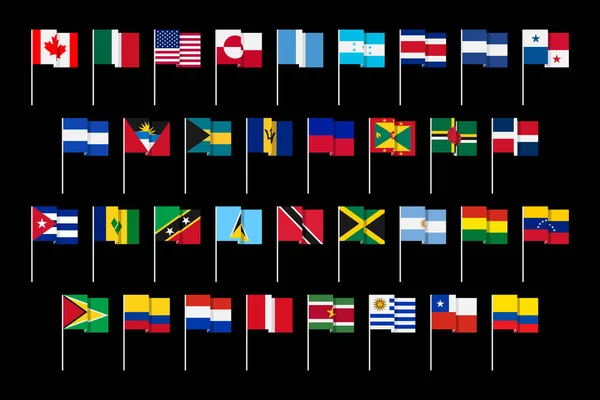 Bandiere Del Centro Sud Nord America Insolito Giocattolo Design Grafico — Vettoriale Stock