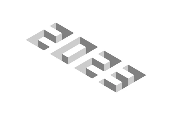 2023. Isometric text style with depth effect. Minimal 3D numbers template for Happy New Year. Christmas background.