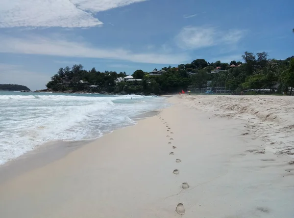 Empreintes Pas Sur Une Plage Blanche — Photo