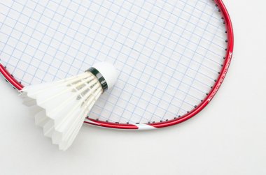 Badminton Raket ile raketle tam kısmi yukarıdan dilimin içinde