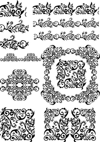 Antique floral abstract frames, borders, brushes — Stock Photo, Image