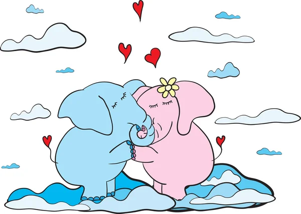 Éléphants suspendus fond romantique mignon — Image vectorielle