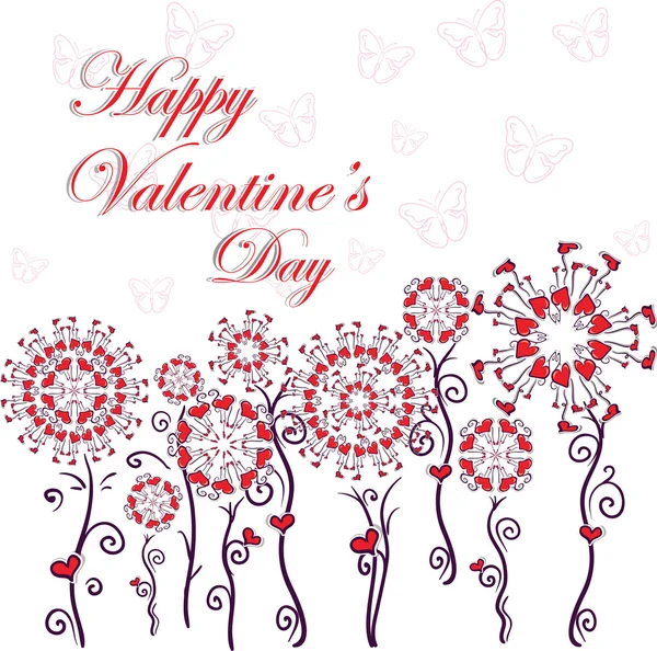 Heart shape flowers creative valentine's day card — Stock Vector