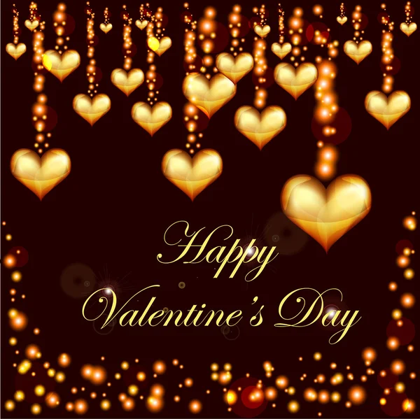 Valentinstag goldene Herzen Hintergrund — Stockvektor