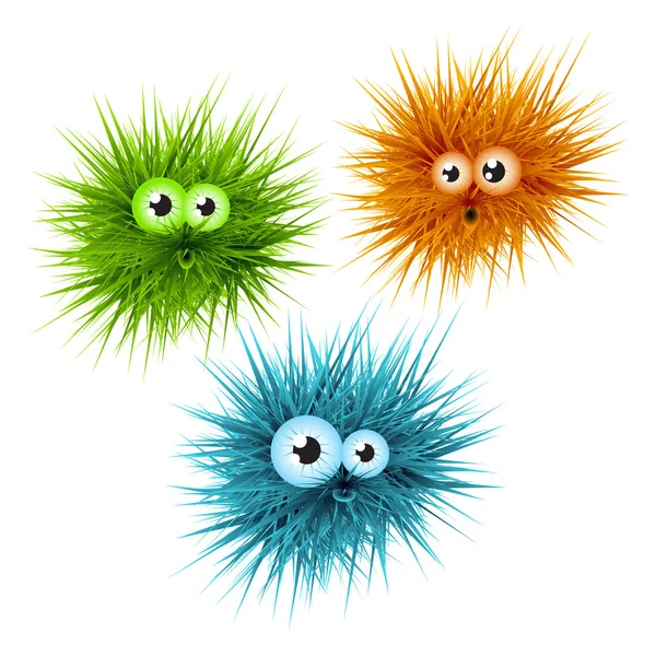 Fluffy fun creatures — Stock Vector