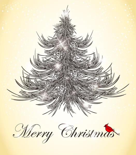 Hand getekend pine kerstboom — Stockvector