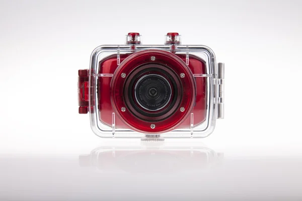 Podvodní akční video kamera s vodotěsné pouzdro — Stock fotografie