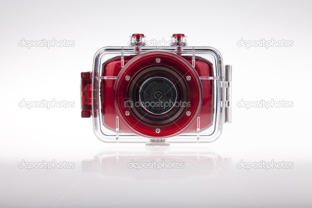 Underwater action video camera with waterproof case
