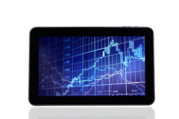 Diagrama do gráfico de ações no tablet PC — Fotografia de Stock