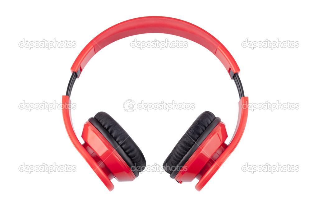 Isolate Red Earphones with black pading - Imagen de stock