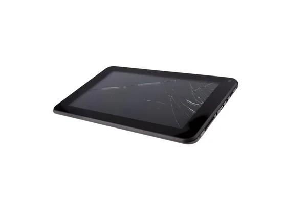 Écran tactile cassé sur tablette numérique noire - Image en stock — Photo