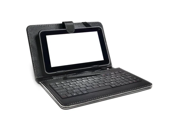 Zwarte tablet pc behuizing, toetsenbord en stylus — Stockfoto