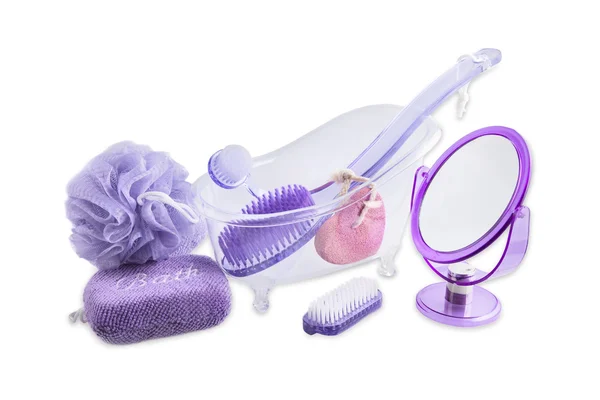 banyo ayarlayın ve ürünleri - banyo ürünleri stok görüntü rahatla