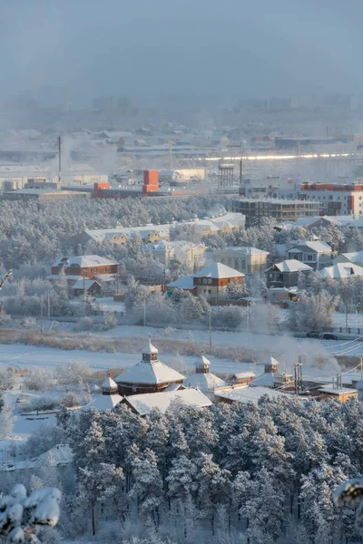 Yakutsk City Winter View Height Ethnographic Tourist Complex Chochur Muran — Fotografia de Stock