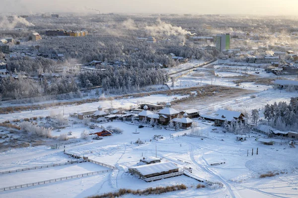 Yakutsk City Winter Day View Height Ethnographic Tourist Complex Chochur — Fotografia de Stock