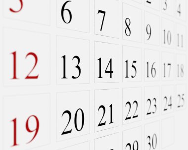 takvimdeki günlerin