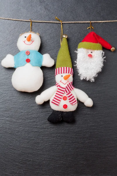 Christmas ornament: snowman and Santa Claus — Stock Photo, Image