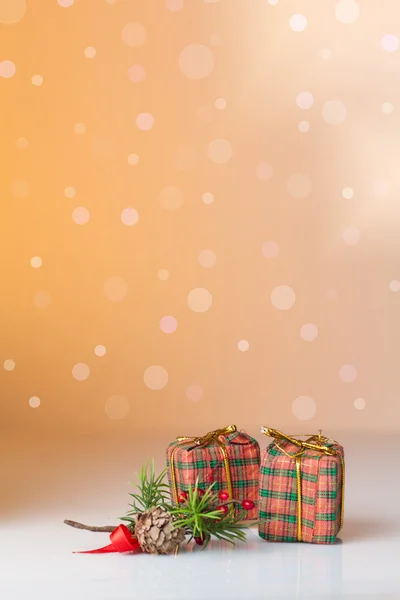 Christmas ornament: Christmas gifts in colorful wrapping with go — Stock Photo, Image