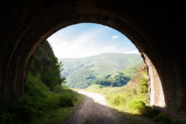 Свет в конце заброшенного железнодорожного тоннеля Стоковое Изображение