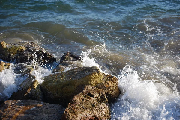 Dalgalar kayalara çarpıyor