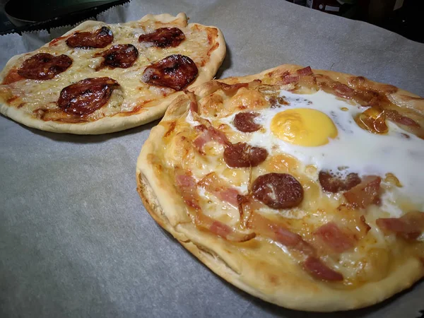 Bake Homemade Pizza Hot Oven — Stockfoto