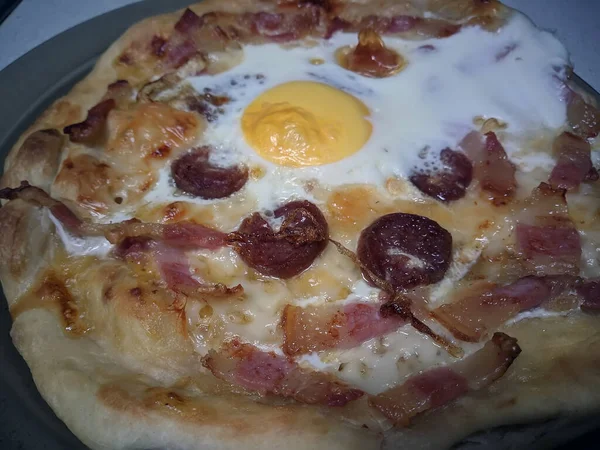 Bake Homemade Pizza Hot Oven — Stockfoto
