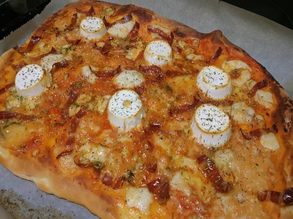 Bake Homemade Pizza Hot Oven — Stock Photo, Image