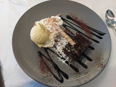 A piece of chocolate brownie