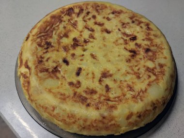 Spanish omelette on a dish (traditional Spanish food)