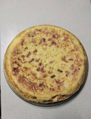 Spanish omelette on a dish (traditional Spanish food)
