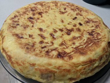 Spanish omelette on a dish (traditional Spanish food)