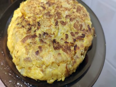 Spanish omelette on a dish (traditional Spanish food)