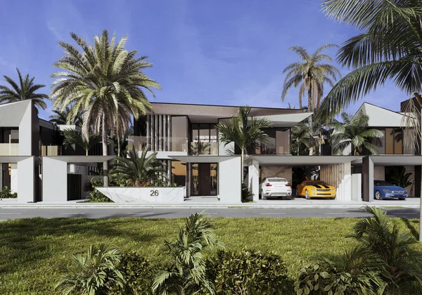 Visualisierung Einer Modernen Villa Dubai Luxusarchitektur Haus Modernen Stil — Stockfoto