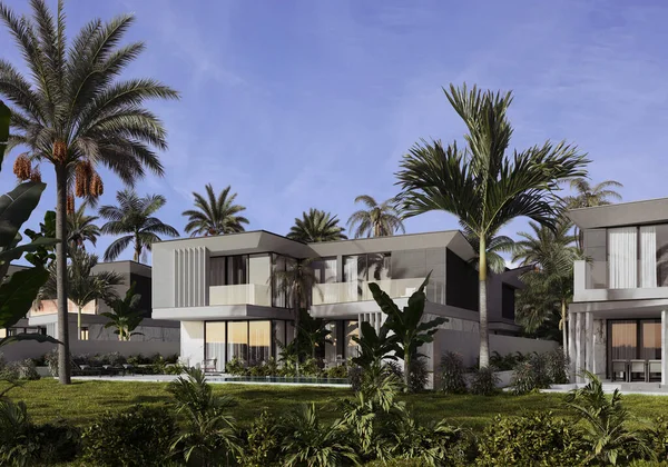 3D visualization of a modern villa in Dubai. luxurious architecture. House in modern style