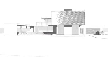 Düz çatılı modern bir evin 4K video görüntüsü. Evin çerçeve modeli. Teraslı iki katlı bir ev.