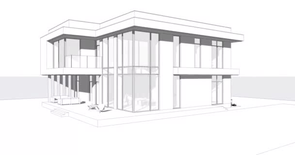 Representación Vídeo Una Casa Moderna Con Techo Plano Modelo Marco — Vídeos de Stock