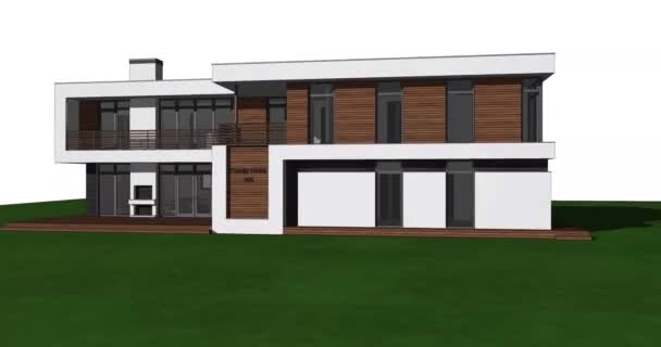 Vídeo Renderização Uma Casa Moderna Com Telhado Plano Modelo Moldura — Vídeo de Stock