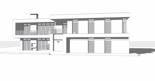 Wideo Renderowanie Nowoczesnego Domu Płaskim Dachem Rama Modelu Domu Dwupiętrowy — Wideo stockowe