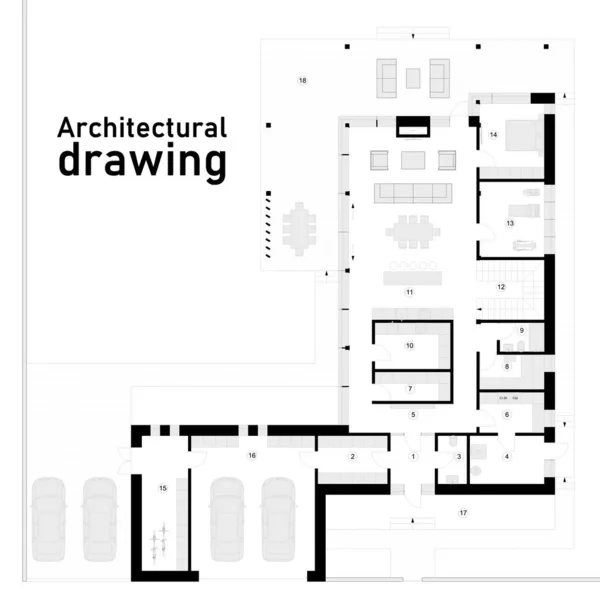 Kreslí Bílém Pozadí Architektonické Zázemí Plakát Plakát — Stock fotografie
