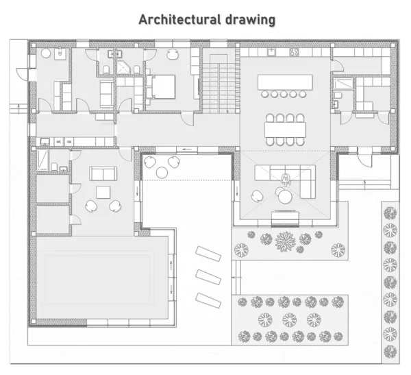 Drawing White Background Architectural Background Poster Placard — Stock Photo, Image