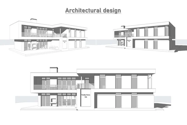Modell Des Hauses Architektonische Vorlage Hintergrund Architekturmodell Des Hauses — Stockfoto