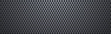 Geniş metal altıgen. Çelik bal peteği dokusu. Işık etkisiyle yırtılmış bir çarşaf. Modern metal örgüsü. Geometrik altıgen arkaplan. Geleceğin çelik inşaatı. Vektör illüstrasyonu
