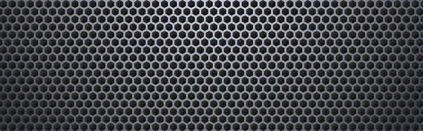 Geniş metal altıgen. Çelik bal peteği dokusu. Işık etkisiyle yırtılmış bir çarşaf. Modern metal örgüsü. Geometrik altıgen arkaplan. Geleceğin çelik inşaatı. Vektör illüstrasyonu