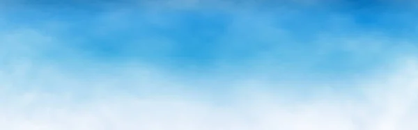 Fondo cielo ancho. Nubes blancas realistas. Bandera del cielo azul de verano. Textura clara y turbia. Concepto de día soleado. Ilustración vectorial — Archivo Imágenes Vectoriales