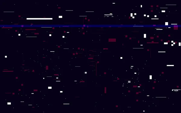 Glitch textura oscura. Ruido de vídeo digital. Efecto de superposición distorsionado con píxeles aleatorios. Señal de vídeo de error con formas blancas. Diseño de distorsión de datos. Ilustración vectorial — Archivo Imágenes Vectoriales