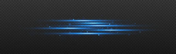 Effet lumineux de ligne. Composition lumières bleues avec paillettes. Lignes horizontales néon avec fusées éclairantes. Rayons laser abstraits. Modèle de chaînes de couleurs futuristes. Illustration vectorielle Graphismes Vectoriels
