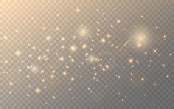 Efecto chispas brillantes. Elementos dorados brillantes. Partículas mágicas y estrellas. Bokeh dorado y polvo de estrellas. Luces brillantes abstractas para tarjeta de felicitación o póster. Ilustración vectorial Vector De Stock