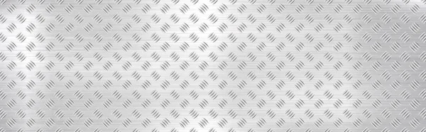 Diamond plate background. Wide metal texture. Silver industrial material. Shiny iron construction. Realistic steel sheet. Heavy metal panel. Vector illustration Стоковый вектор