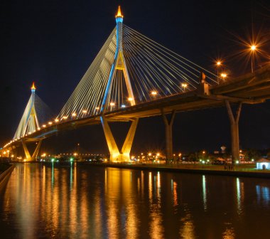 Night scene of bridge clipart