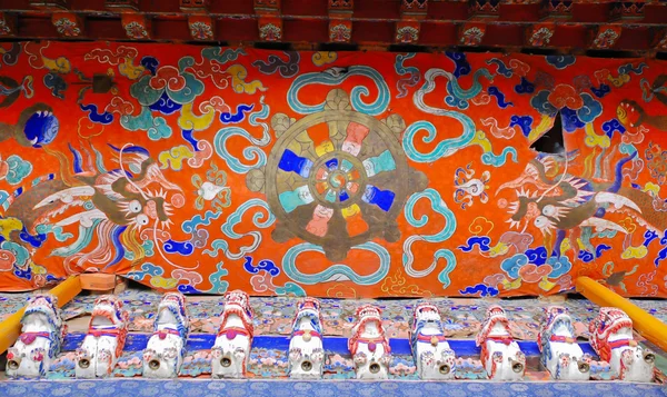 西藏的寺庙的天花板绘画 — 图库照片